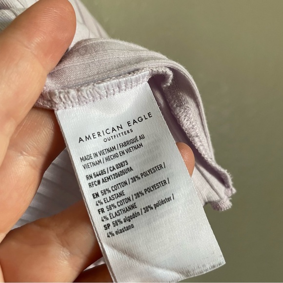 American Eagle Outfitters Light Purple Ribbed Camisole Tank Top Button Size L - Picture 6 of 7